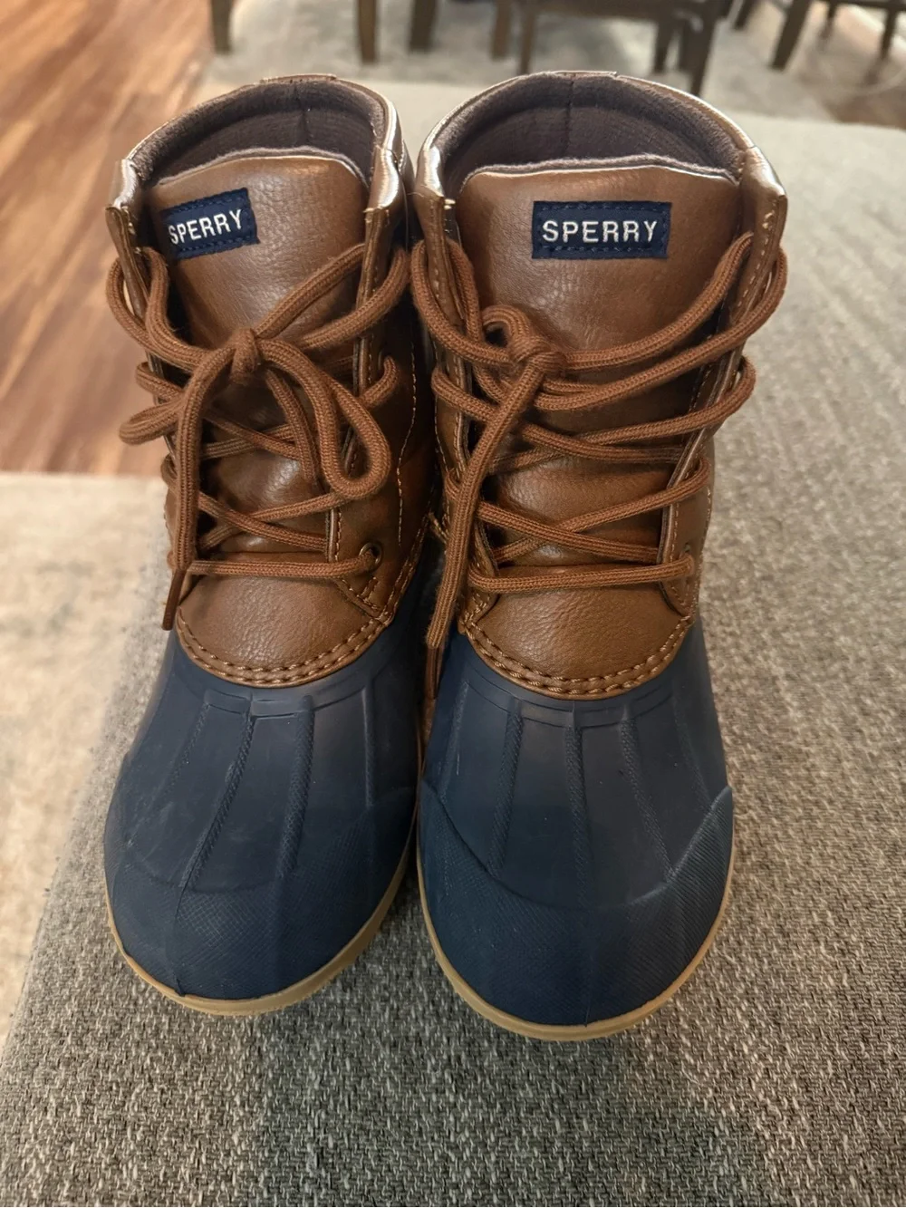 Sperry Kids Brown & Navy Waterproof Duck Boots